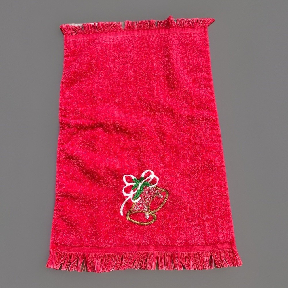 VTG Cannon Green Santa Claus Embroidered Hand Towel Set Of 3 Made In USA - Picture 10 of 11